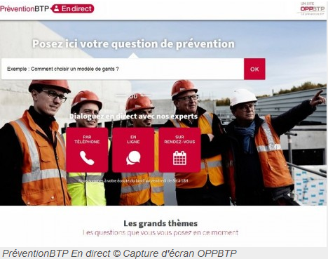 OPPBTP – Outil numérique pour aider les TPE-PME dans la prévention des risques