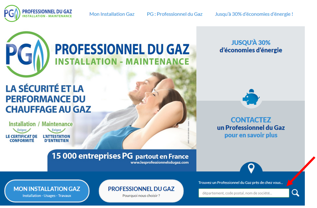 Liste des professionnels GAZ